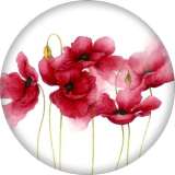 Painted metal 20mm snap buttons Red Flower Print  charms