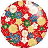 Painted metal 20mm snap buttons Flower  pattern  Print   DIY jewelry