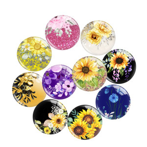 Painted metal 20mm snap buttons Sunflower Rose girl Print  charms