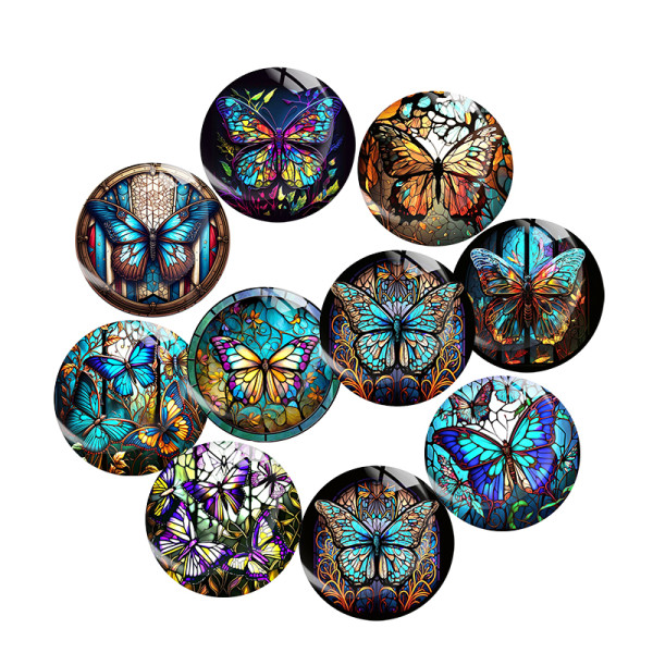 20MM butterfly Print glass snap button charms