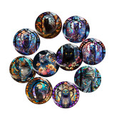 Painted metal 20mm snap buttons Cat Print  charms