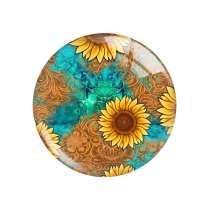 Painted metal 20mm snap buttons sunflower Flower  pattern Print  charms