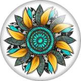 Painted metal 20mm snap buttons Pretty sunflower Colorful Flower Print  charms