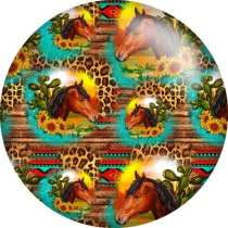 Painted metal 20mm snap buttons Western cowboy horse sunflower Print