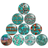 Painted metal 20mm snap buttons Turquoise leopard pattern Print