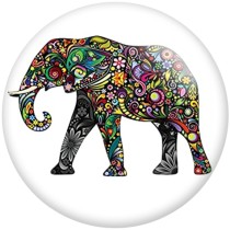 Painted metal 20mm snap buttons Bohemia elephant  pattern Print
