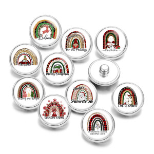 Painted metal 20mm snap buttons Christmas  Print   DIY jewelry