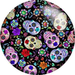 Painted metal 20mm snap buttons Halloween skull Print