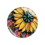 Painted metal 20mm snap buttons sunflower Flower pattern Print  charms