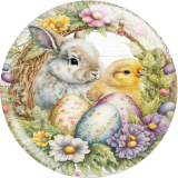 Painted metal 20mm snap buttons Rabbit Easter Print  charms
