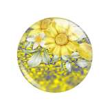 Painted metal 20mm snap buttons Sunflower Rose girl Print  charms