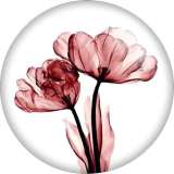 Painted metal 20mm snap buttons Red Flower Print  charms