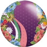 Painted metal 20mm snap buttons Flower  pattern  Print   DIY jewelry