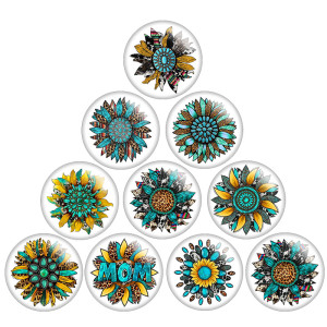 Painted metal 20mm snap buttons Pretty sunflower Colorful Flower Print  charms