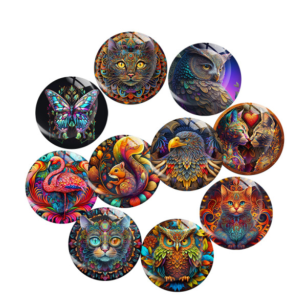 Painted metal 20mm snap buttons animal Print  charms