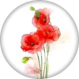 Painted metal 20mm snap buttons Red Flower Print  charms