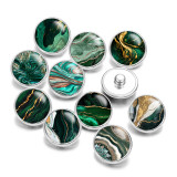 Painted metal 20mm snap buttons Green pattern Print   DIY jewelry