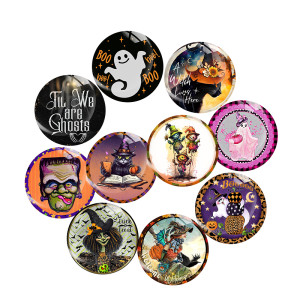 Painted metal 20mm snap buttons Halloween Print  charms