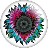 Painted metal 20mm snap buttons Pretty Colorful sunflower Print  charms