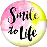 Painted metal 20mm snap buttons words Smile life Print   DIY jewelry