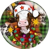 Painted metal 20mm snap buttons Christmas Print  charms