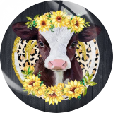 Painted metal 20mm snap buttons Cow Print  charms