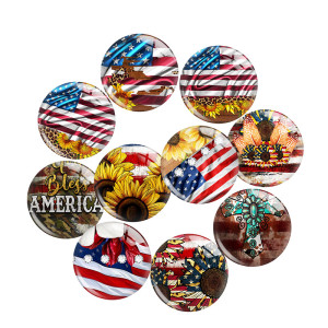 Painted metal 20mm snap buttons USA Flag sunflower Print  charms
