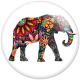 Painted metal 20mm snap buttons Bohemia elephant  pattern Print
