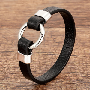 21CM Woven leather circular alloy leather rope bracelet
