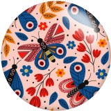 Painted metal 20mm snap buttons setting sun Flower butterfly Print