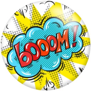 Painted metal 20mm snap buttons POW BOOM WOW words Print   DIY jewelry