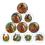 Painted metal 20mm snap buttons horse Flower pattern Print  charms