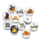Painted metal 20mm snap buttons Halloween Cat pattern Print