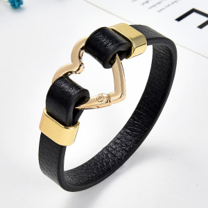 21CM Woven leather alloy leather rope bracelet