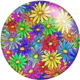 Painted metal 20mm snap buttons setting sun Flower butterfly Print