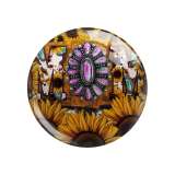 Painted metal 20mm snap buttons girl mama sunflower pattern Print  charms