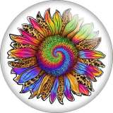 Painted metal 20mm snap buttons Pretty sunflower  Flower Print  charms
