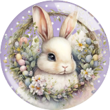 Painted metal 20mm snap buttons Rabbit Easter Print  charms