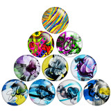 Painted metal 20mm snap buttons color pattern Print  charms