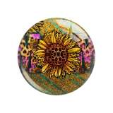 Painted metal 20mm snap buttons girl mama sunflower pattern Print  charms
