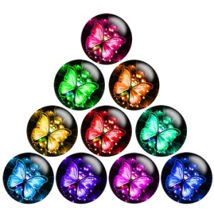 Painted metal 20mm snap buttons Colorful Butterfly Print   DIY jewelry