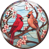 20MM rosefinch Print glass snap button charms