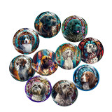 20MM dog Print glass snap button charms