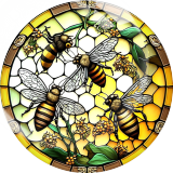 20MM bee Print glass snap button charms