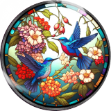 20MM bird Print glass snap button charms