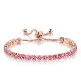 4mm round zircon single row adjustable crystal birthstone bracelet