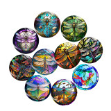 20MM dragonfly Print glass snap button charms