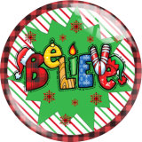 20MM Christmas Print glass snap button charms