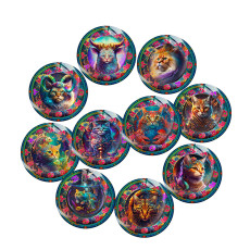 20MM Cat constellation Print glass snap button charms