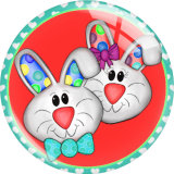 20MM Easter Bunny Print glass snap button charms